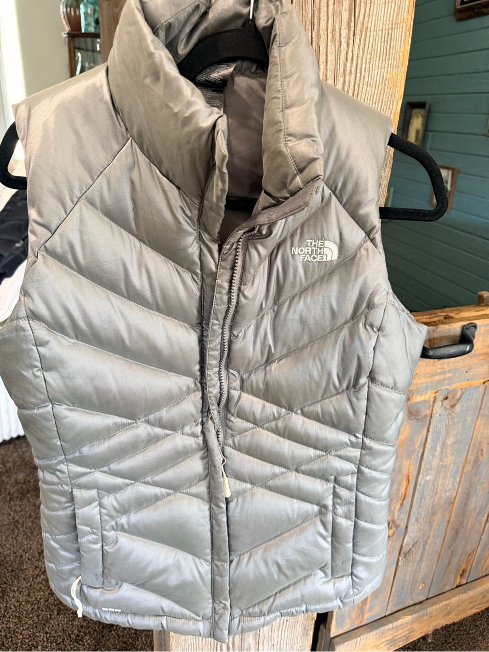 The North Face Light Gray Quilted Down Vest